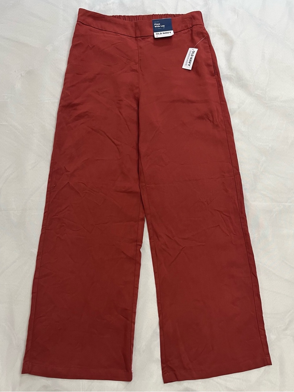 NWT Old Navy Wide-Leg Playa Pants in Cherry Birch (Clay Red) Size Medium - Picture 4 of 11
